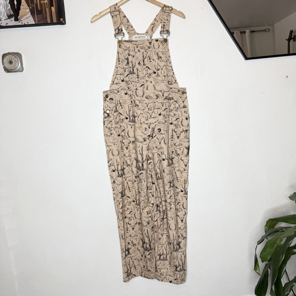 New SM Wardrobe Desert Horse Print Brown Overalls Western Women's Small